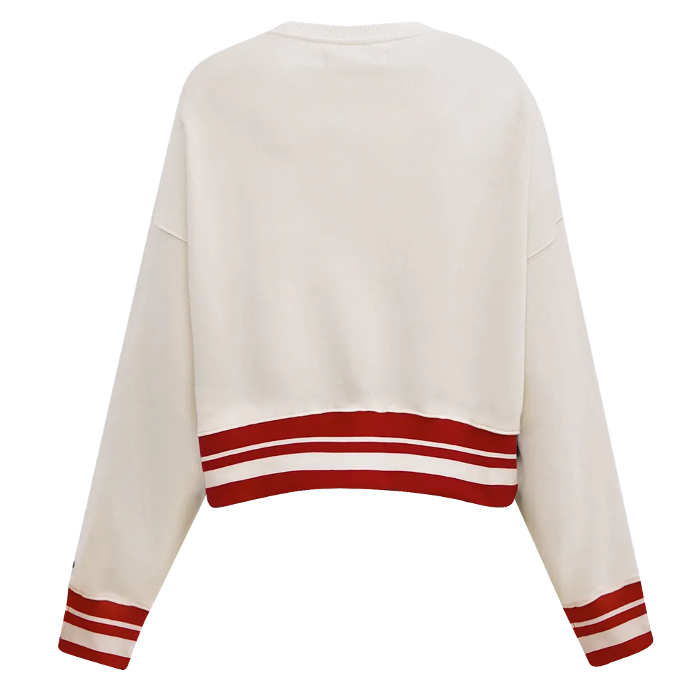 MLB MONTREAL EXPOS RETRO CLASSIC WOMEN'S RIB CREWNECK (EGGSHELL/ RED)