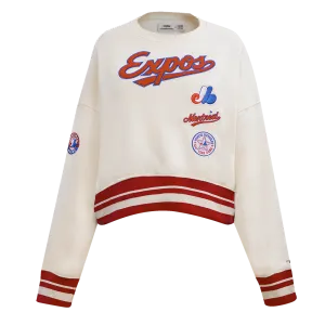 MLB MONTREAL EXPOS RETRO CLASSIC WOMEN'S RIB CREWNECK (EGGSHELL/ RED)