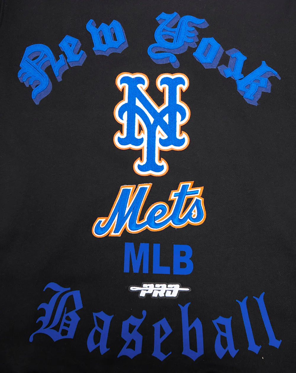 MLB NEW YORK METS OLD ENGLISH MEN'S CREWNECK (BLACK)