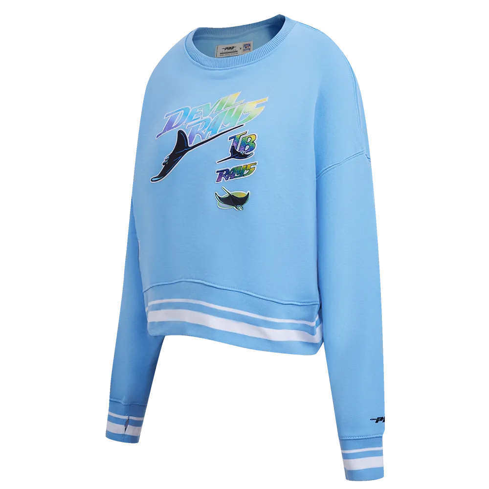 MLB TAMPA BAY RAYS RETRO CLASSIC WOMEN'S RIB CREWNECK (UNIVERSITY BLUE)