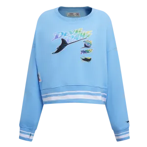 MLB TAMPA BAY RAYS RETRO CLASSIC WOMEN'S RIB CREWNECK (UNIVERSITY BLUE)