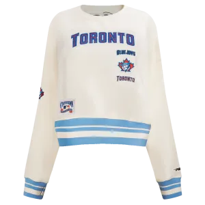 MLB TORONTO BLUE JAYS RETRO CLASSIC WOMEN'S RIB CREWNECK (EGGSHELL/ UNIVERSITY BLUE)