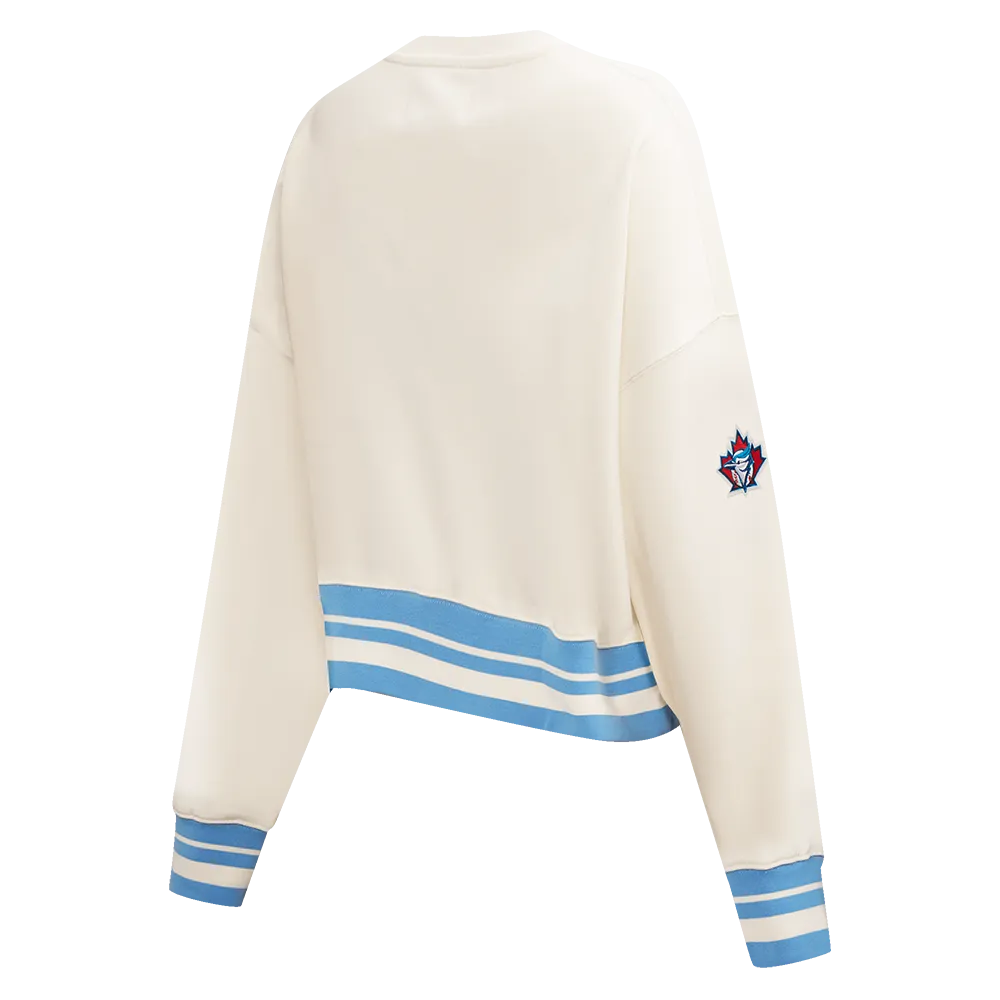 MLB TORONTO BLUE JAYS RETRO CLASSIC WOMEN'S RIB CREWNECK (EGGSHELL/ UNIVERSITY BLUE)