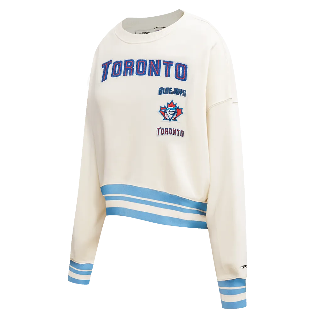 MLB TORONTO BLUE JAYS RETRO CLASSIC WOMEN'S RIB CREWNECK (EGGSHELL/ UNIVERSITY BLUE)