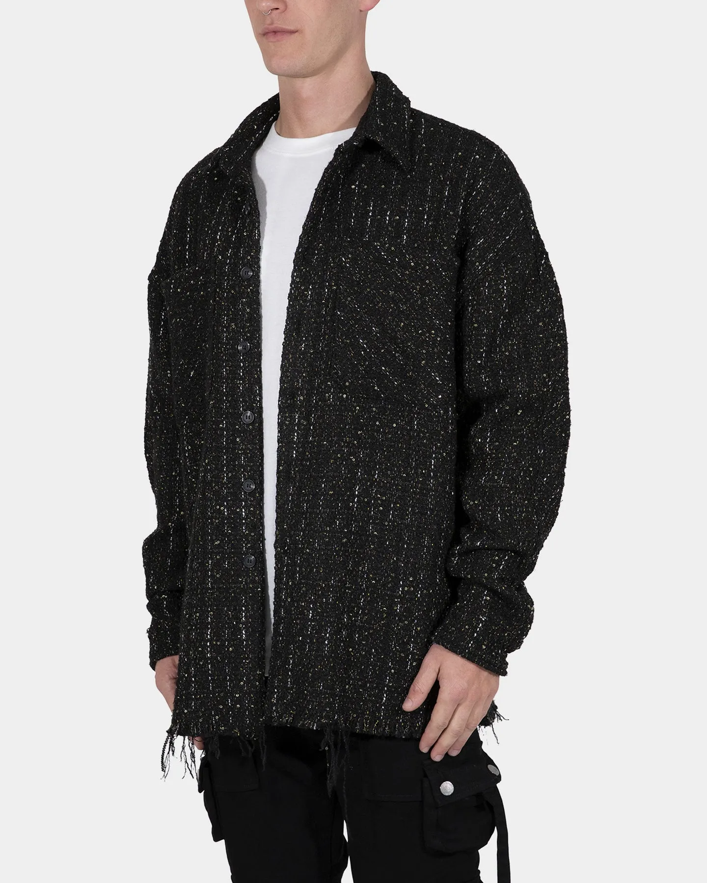MNML Loose Woven Flannel Shirt Black