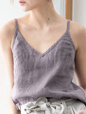 COTTON AND LINEN V-NECK SLEEVELESS UNDERCOAT_CWTTK0470 Tencel Blend Fabric