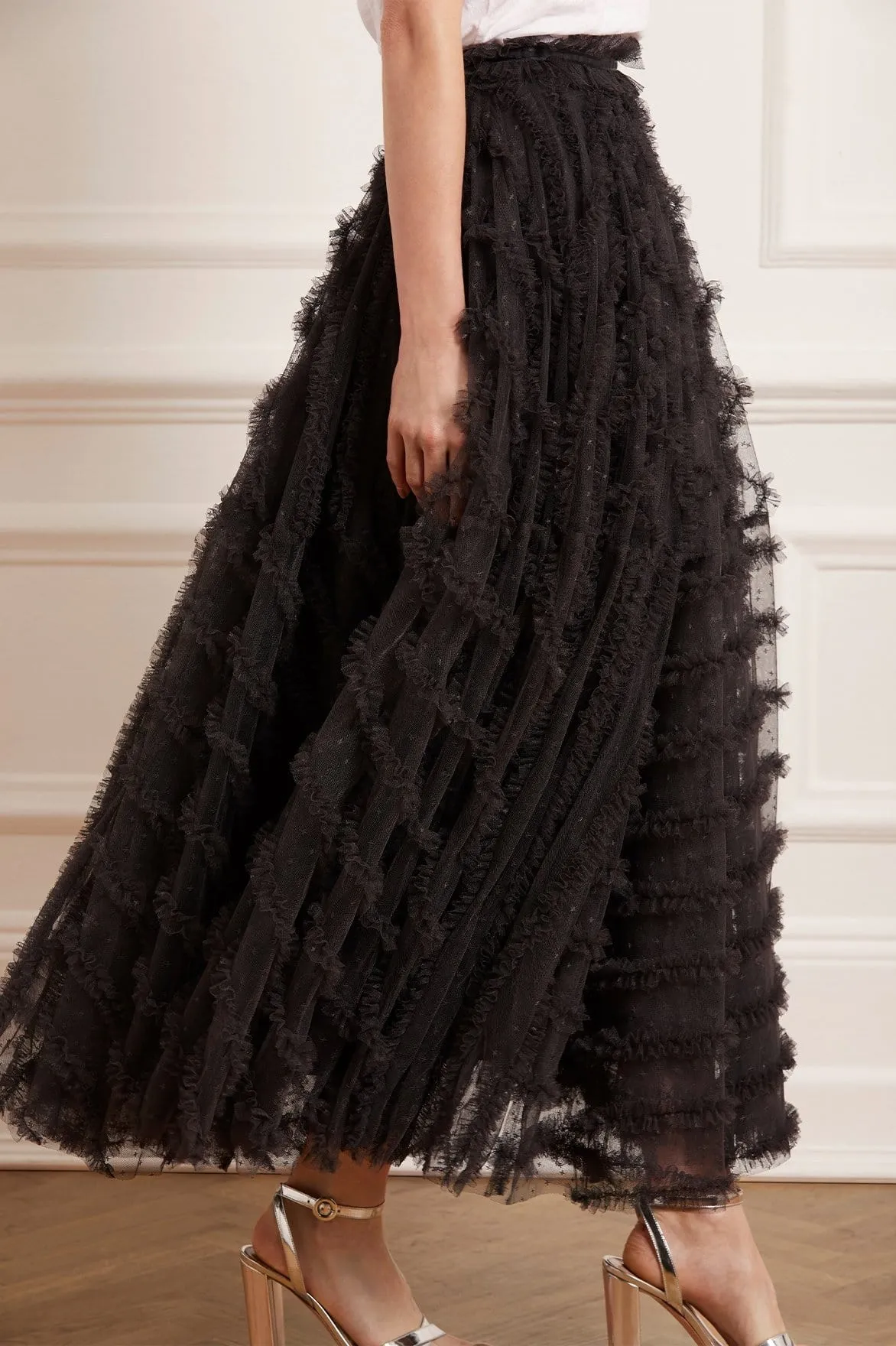 Mid Length Florence Ruffle Ankle Skirt