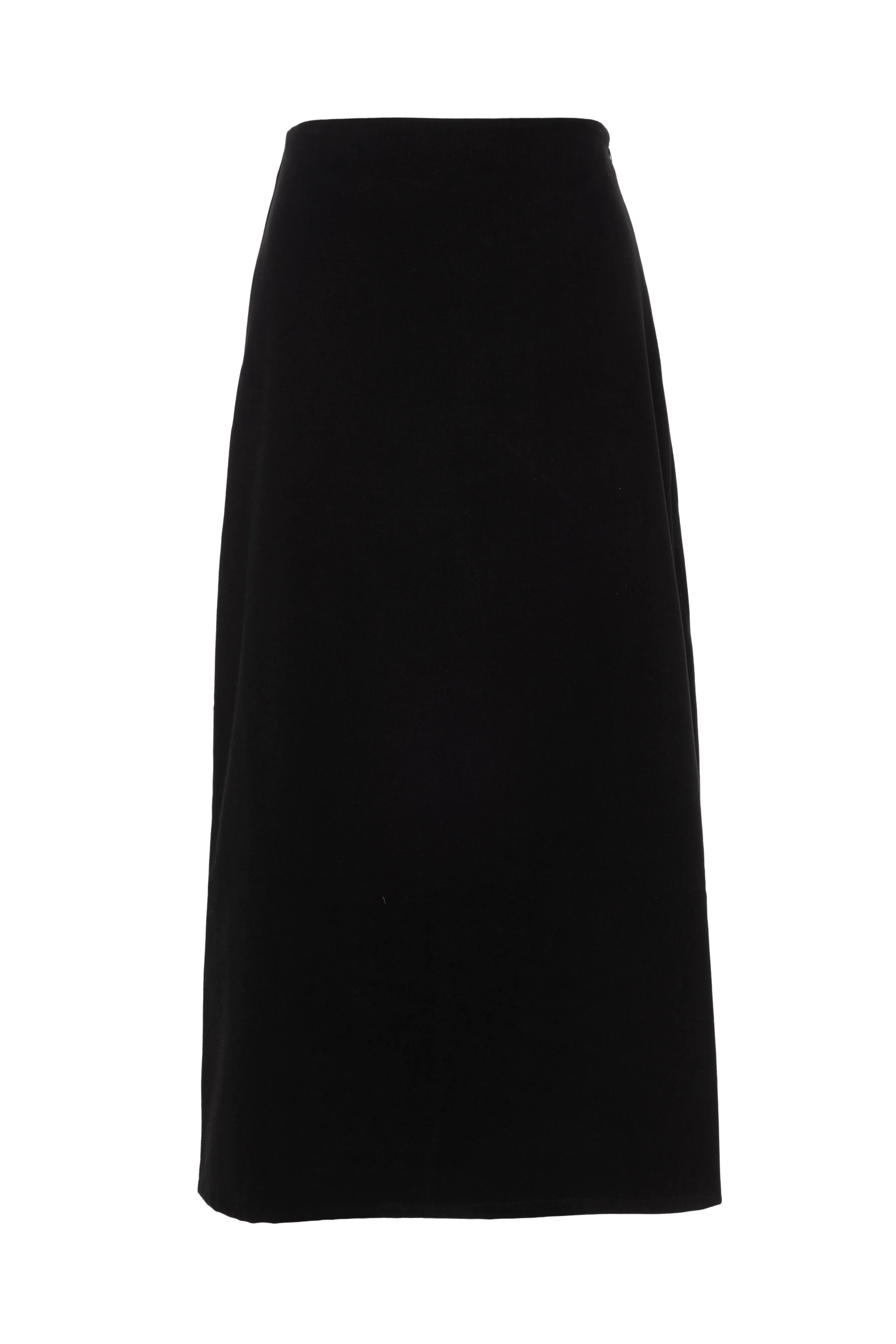 Frayed Finish Cozy Movement Faves Black Wool Midi ALine Skirt WB5CM1619SM