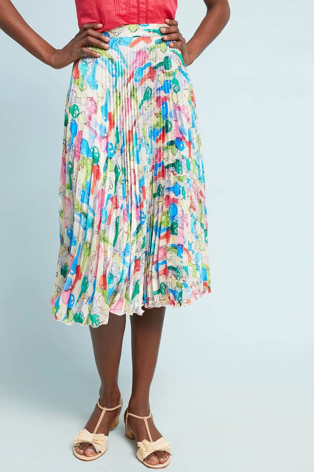Pleated Midi Skirt flowy silhouette