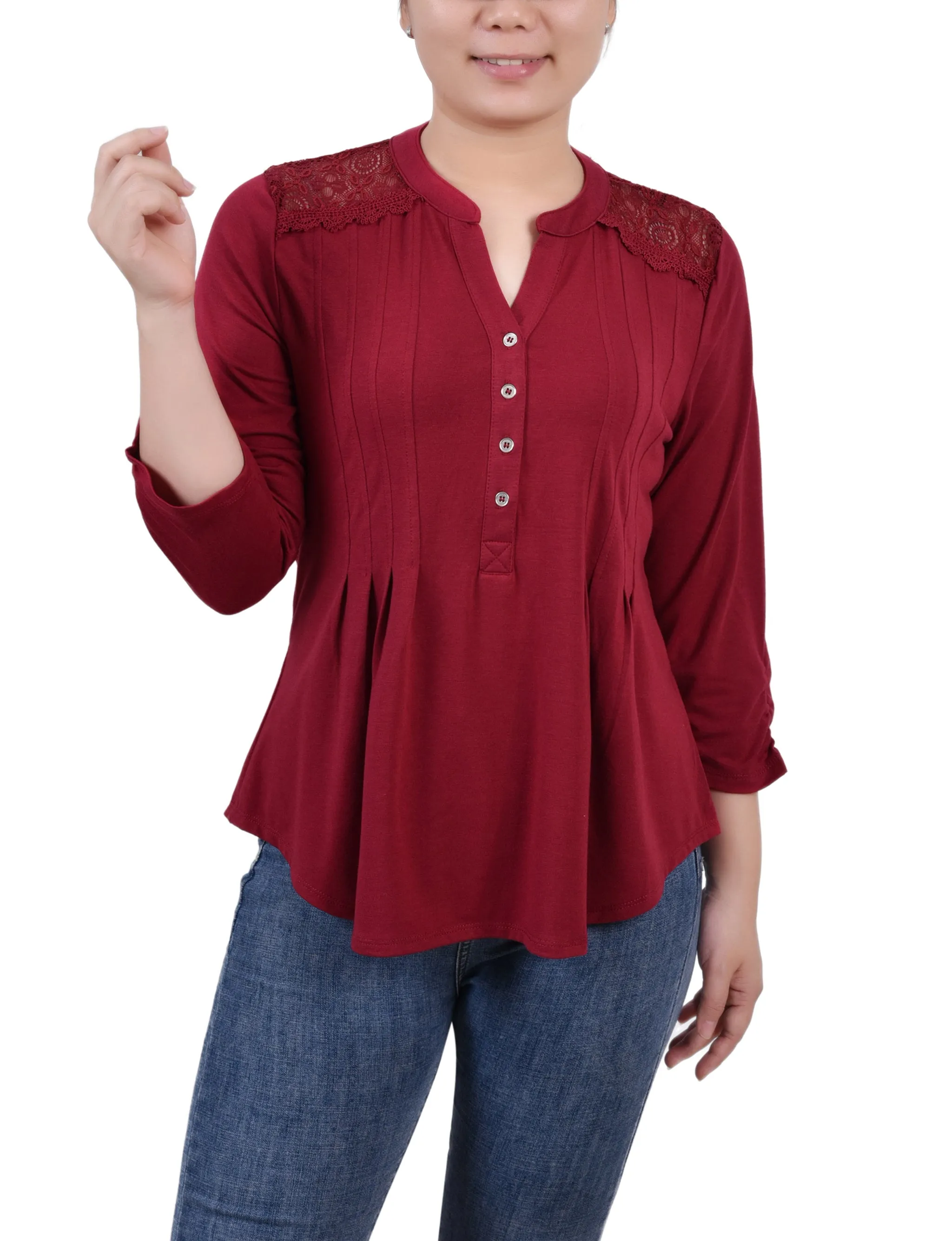 Rouched Sleeve Pintuck Top AdjustableCuffSystem Thermal Insulation Core