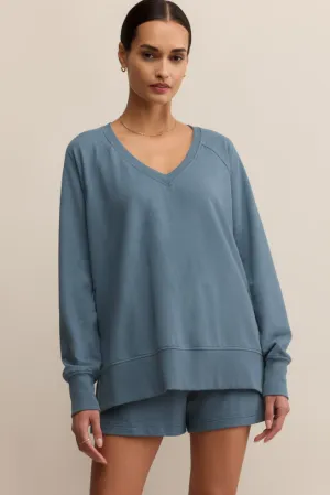 RibbedHemline Hidden Storage Pockets Modern V Neck Weekender in Boathouse by Z Supply