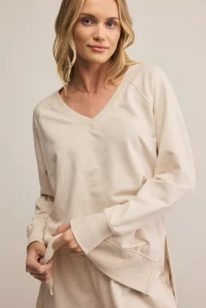 Modern V Neck Weekender in Oatmeal Heater by Z Supply LayeringFriendly Weight