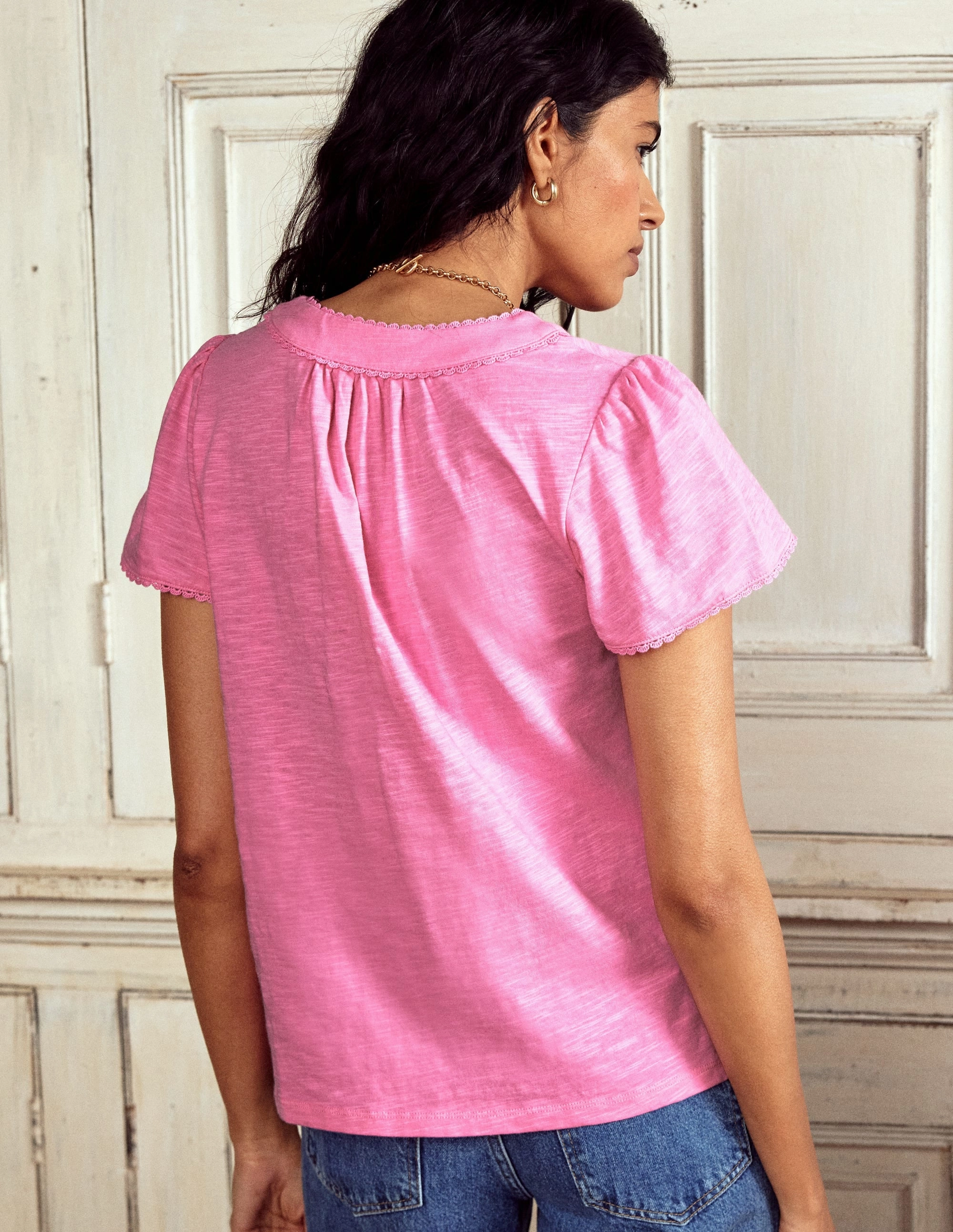 Anti Pill Surface AthleisureCompatible Ava Short Sleeve Top-Pink Lemonade