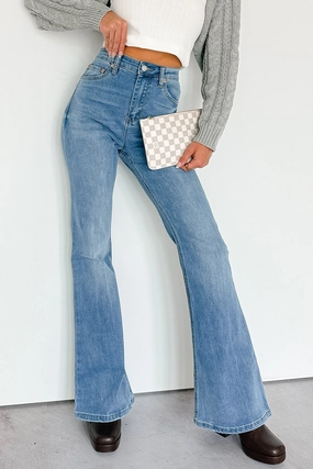 Lane Denim Signature 8 Flare Jeans (Medium Wash) Comfortable Layer