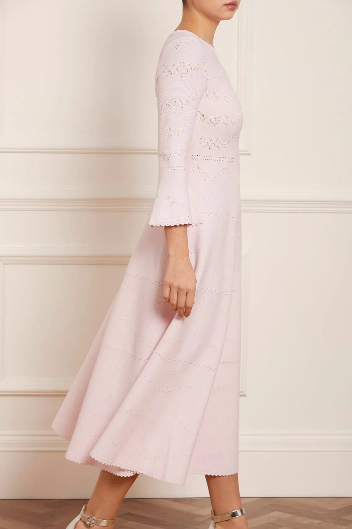 Pretty Pointelle Knit Ankle Gown Sheer Look