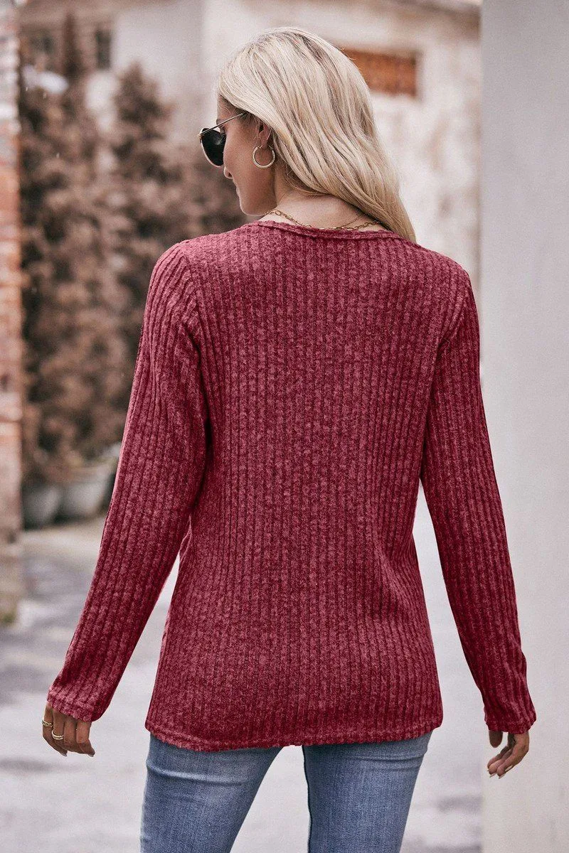 Bluesign Approved Material ROUND NECK SIDE BUTTONED LONG LENGTH KNIT TOP