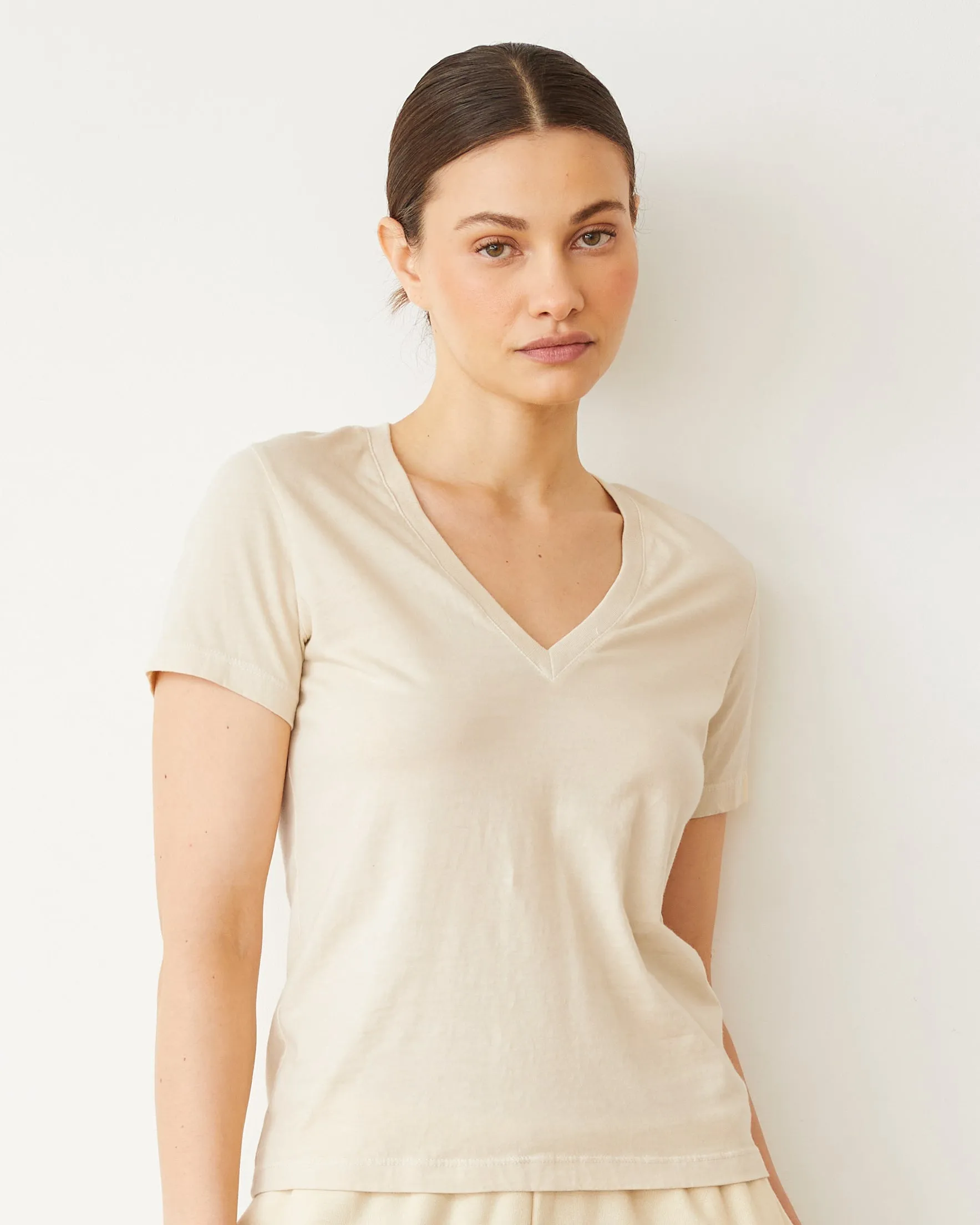 Basic V Neck Non Slip Shoulder Seams Layered Shoulder