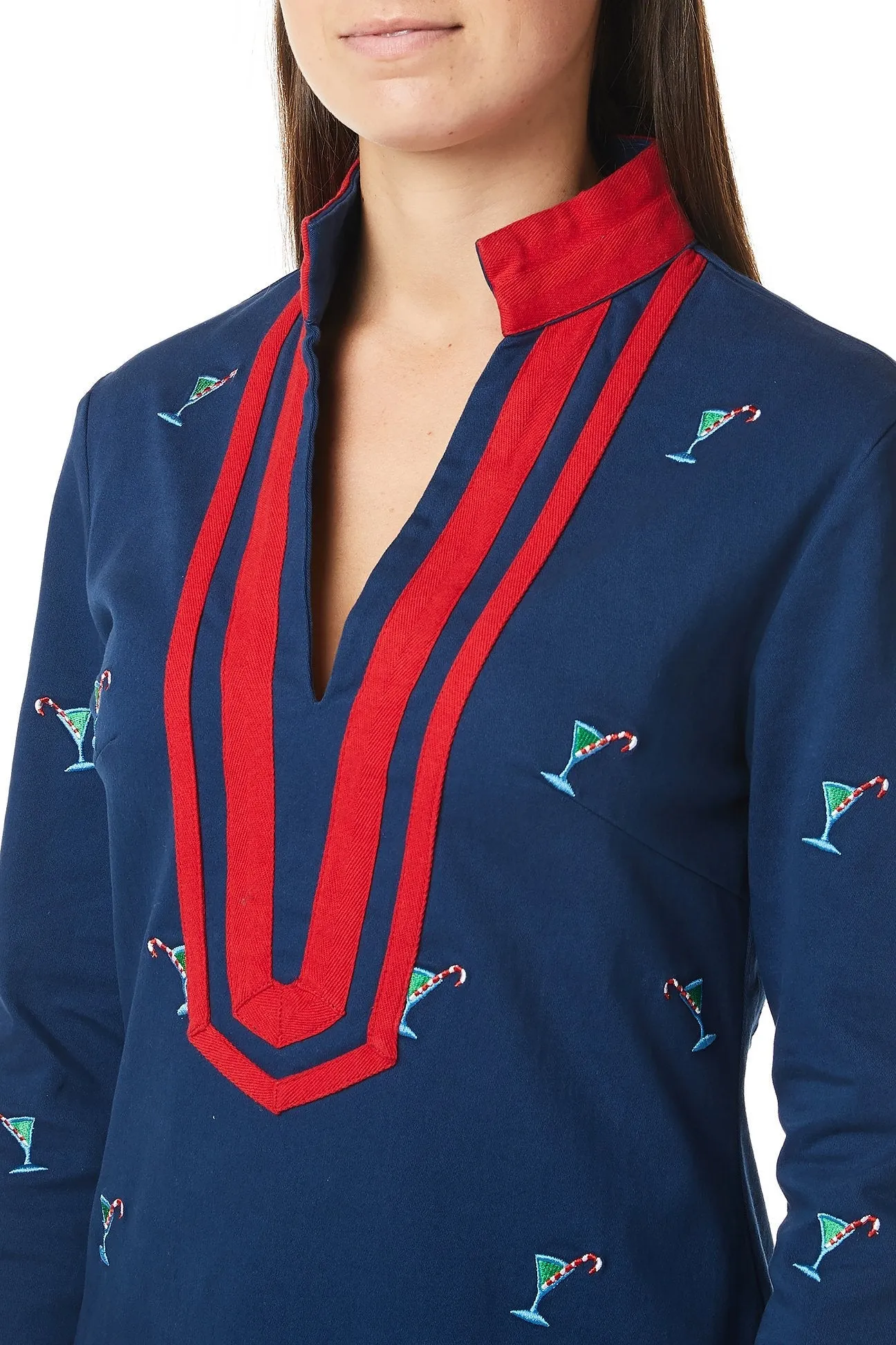 Tunic Top Nantucket Navy with Martini Candy Cane and Red Trim Airflow Ventilation Zones