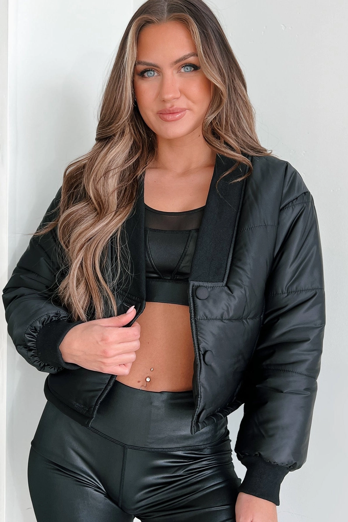 Non Restrictive Cut Might Surprise You Padded Crop Jacket (Black)