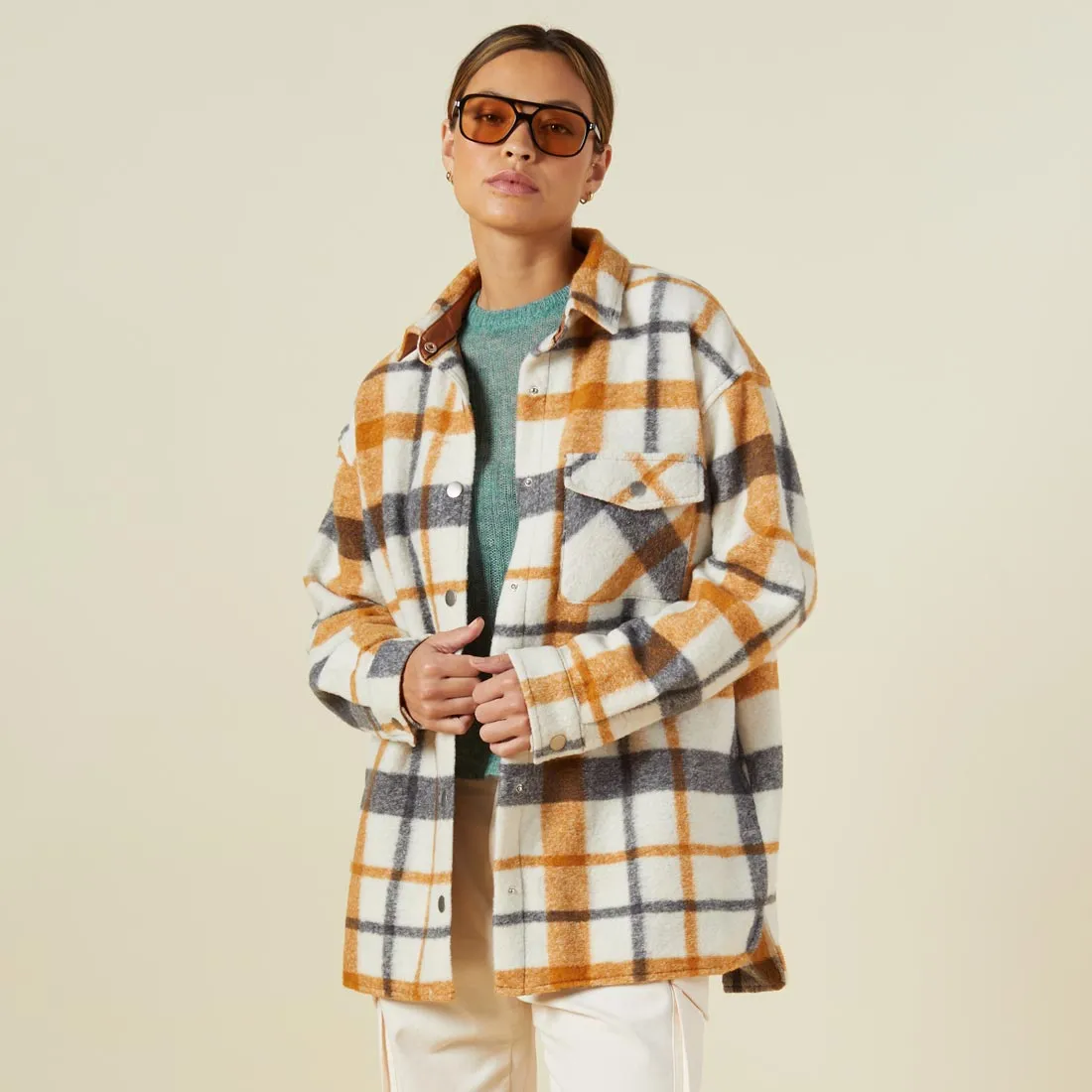 SleevelessOption Plaid Shacket