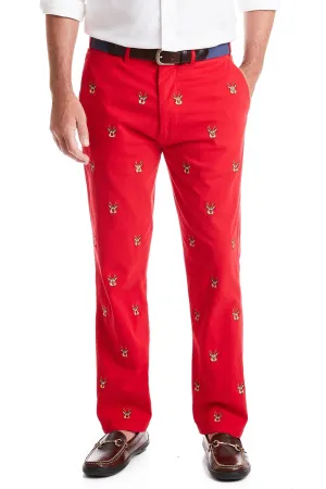 Breath Friendly Denim finish Harbor Pant Stretch Twill Bright Red with Rudolph