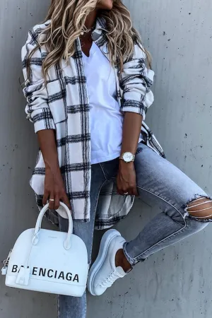 Oversized Silhouette WOMEN PLAID PATTERN OVERSIZED BUTTONED SHACKET