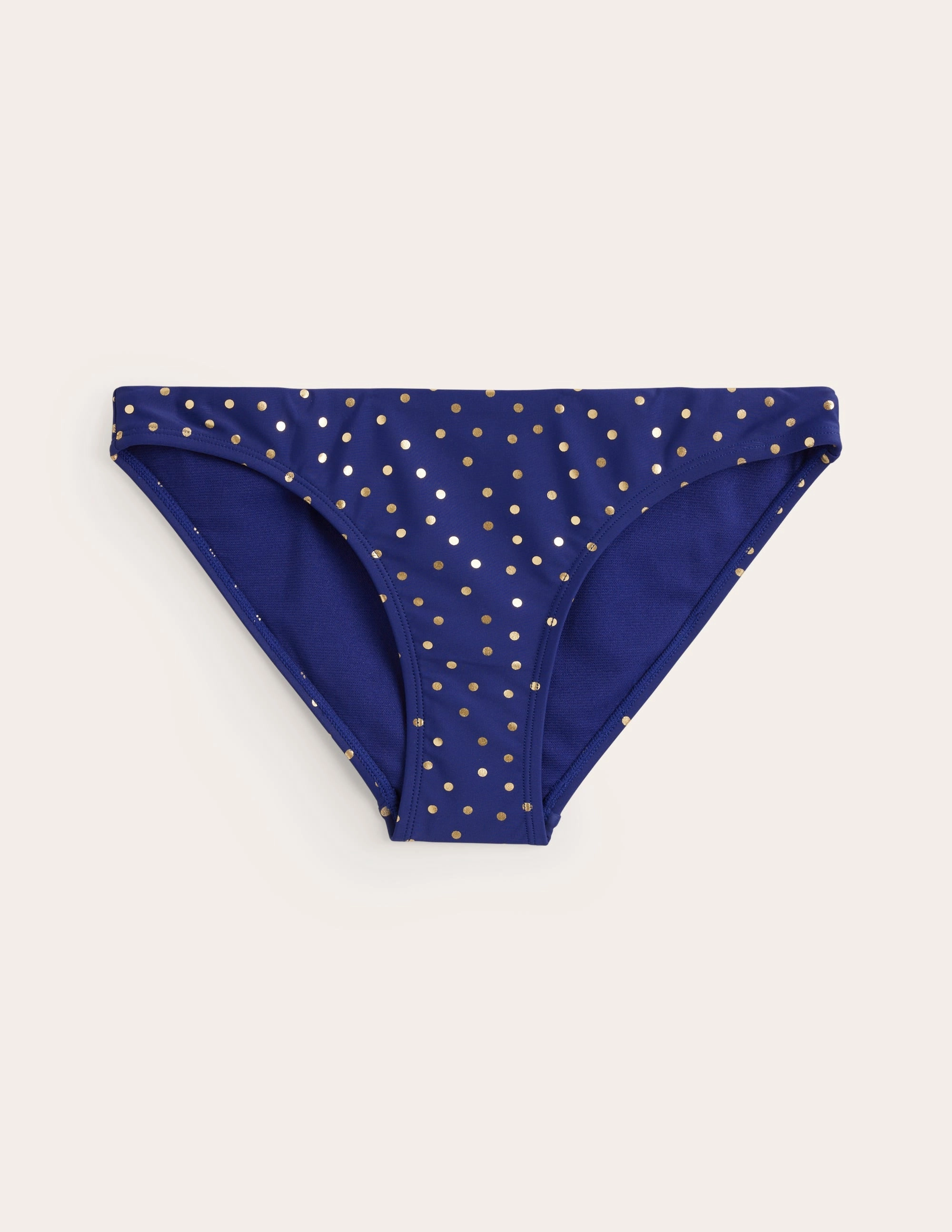 Classic Bikini Bottoms-Navy Foil Spot Poolside Look