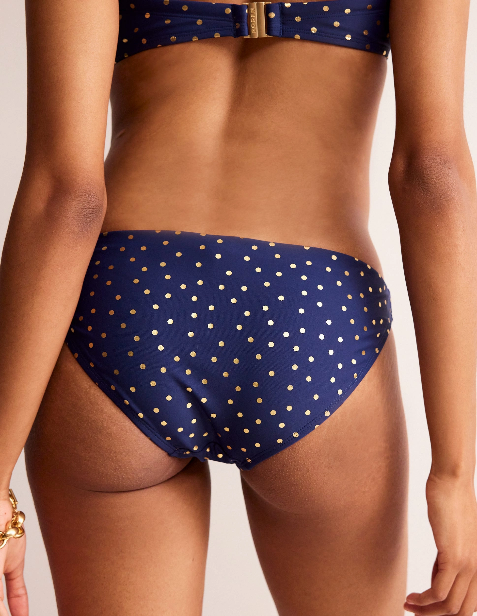 Classic Bikini Bottoms-Navy Foil Spot Layered construction