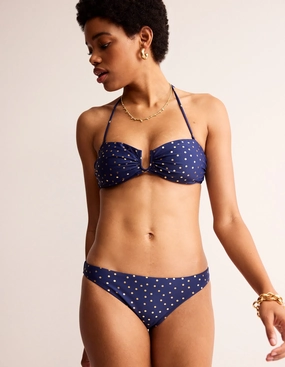Contoured Fit Engineering Ergonomic Cut Classic Bikini Bottoms-Navy Foil Spot