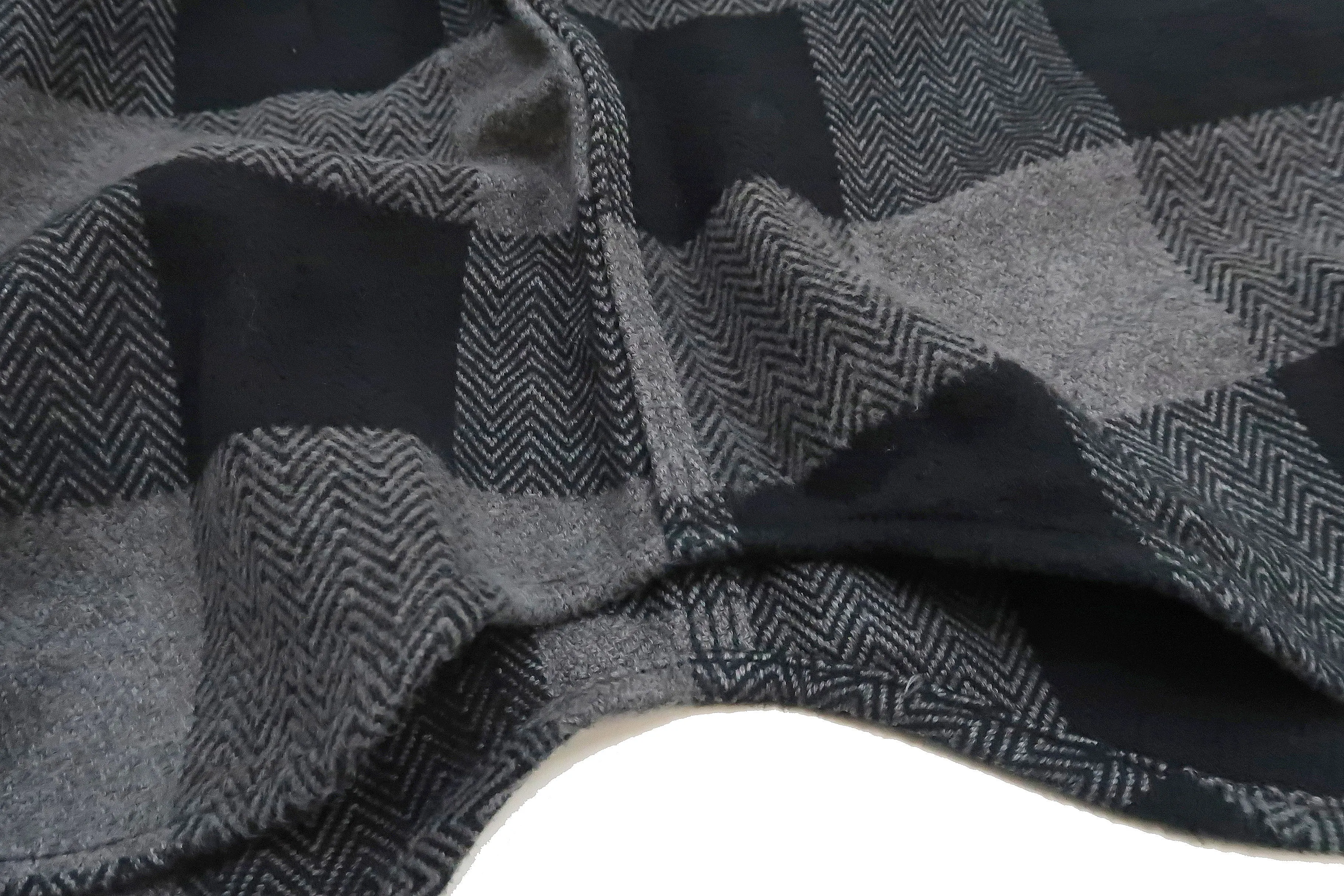 Momotaro Jeans Flannel Shirt Men's Herringbone Twill Buffalo Plaid Long Sleeve Work Shirt MLS1020M23 Gray/Black