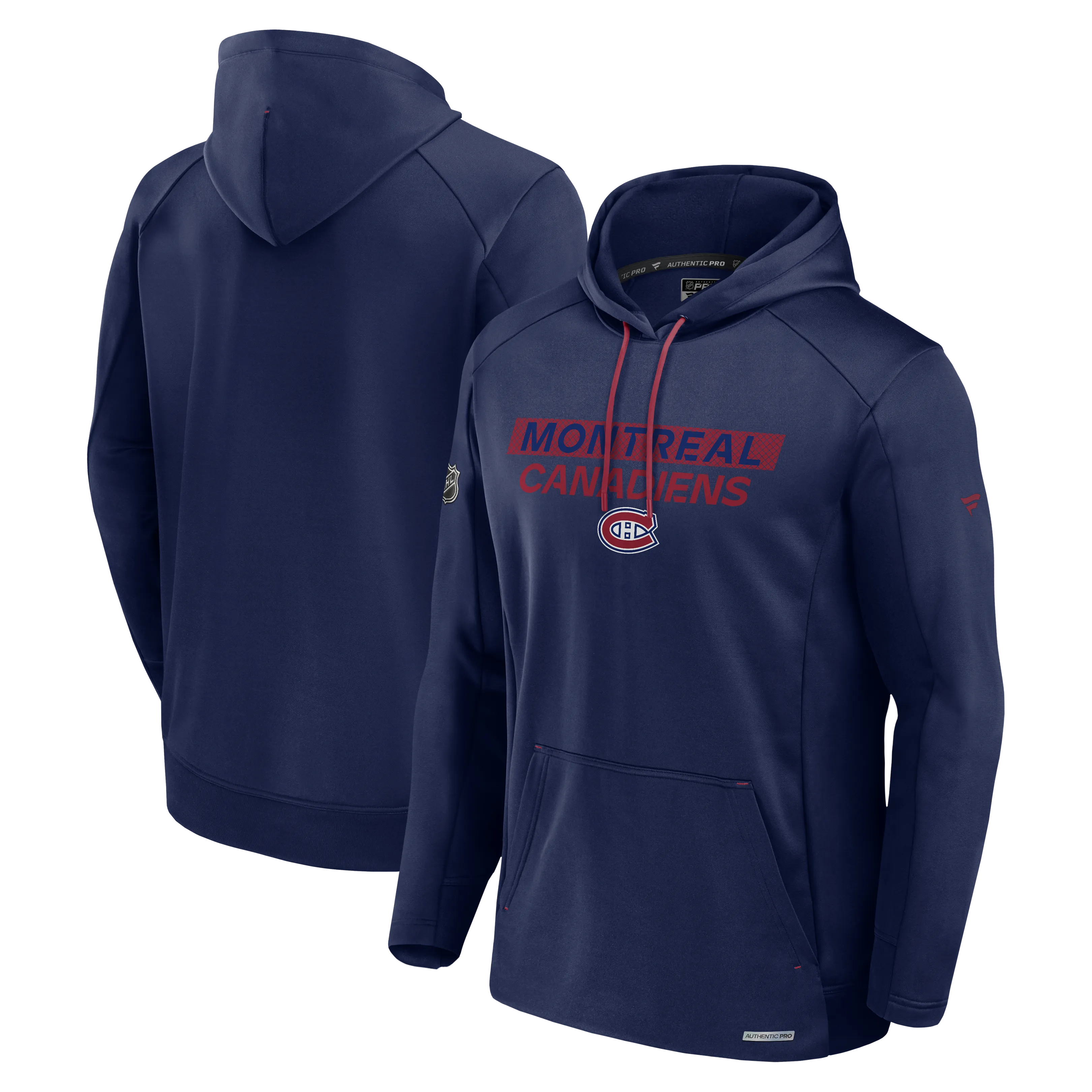Montreal Canadiens NHL Fanatics Branded Men's Navy Authentic Pro Rink Pullover Hoodie