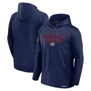Montreal Canadiens NHL Fanatics Branded Men's Navy Authentic Pro Rink Pullover Hoodie