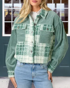 MOON Corduroy Plaid Cropped Jacket
