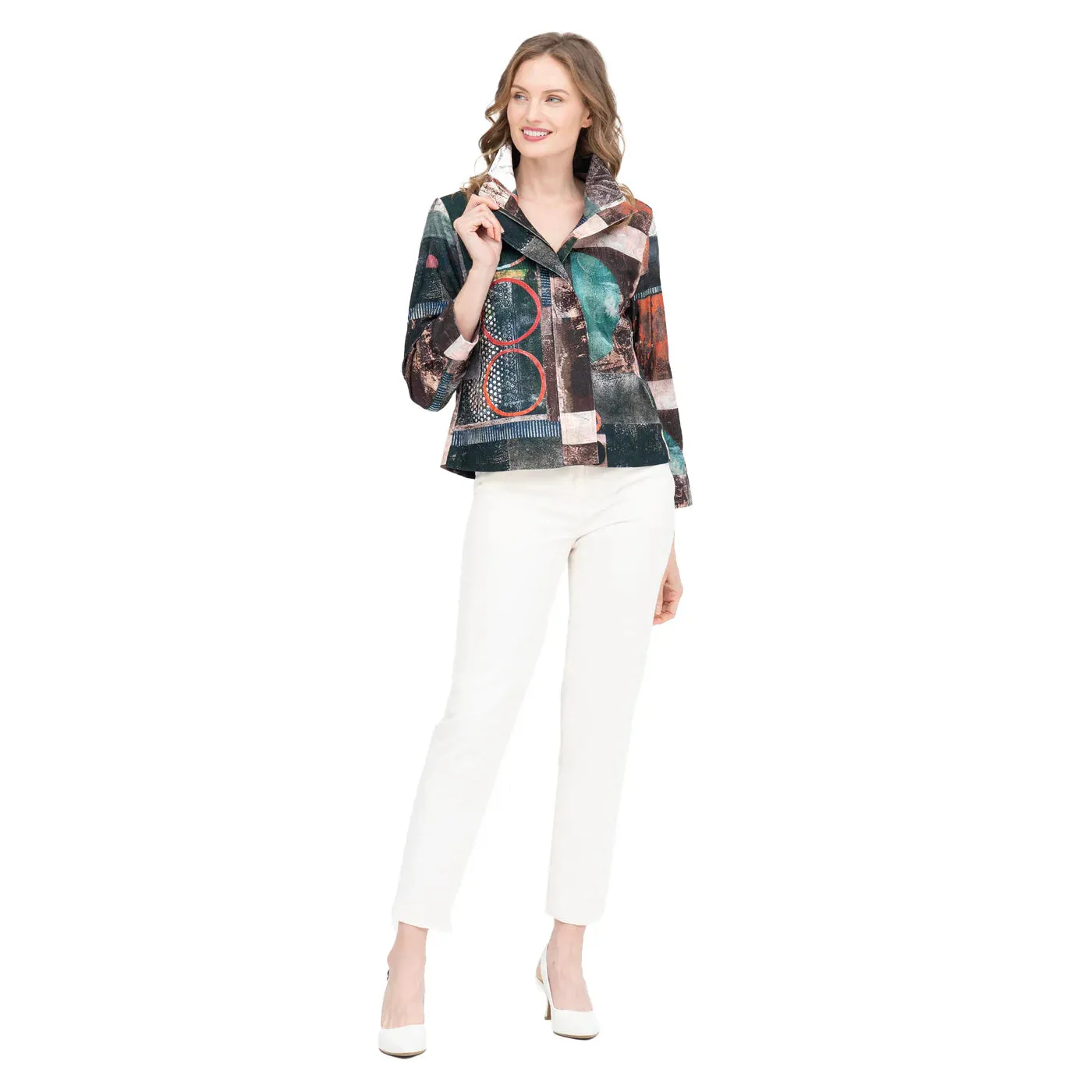 Multi Print Micro-Cord Biker Jacket