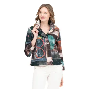 Multi Print Micro-Cord Biker Jacket