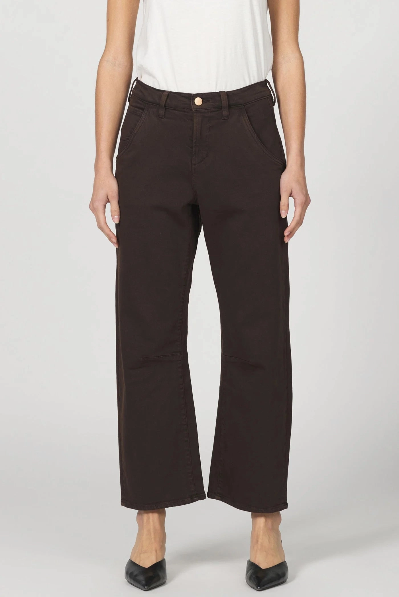 Dear John Lasso Barrel Jeans in Dark Oak AdjustableNeckline PlacketDetail