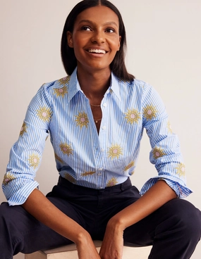 Cool and Breezy Sienna Interest Cotton Shirt-Sun, Blue Stripe