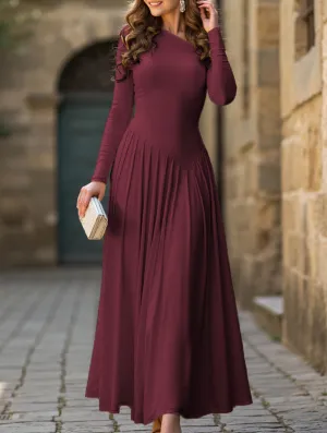 Casual high waist long sleeve maxi dress Grab Quick Festive Wear
