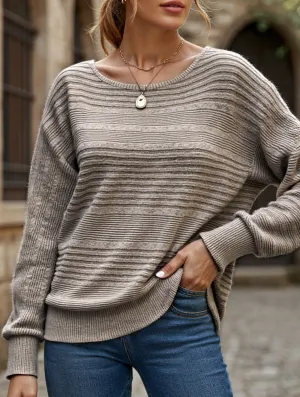 SOLID COLOR CREW NECK PATCHWORK PULLOVER TOP Comfortable fit
