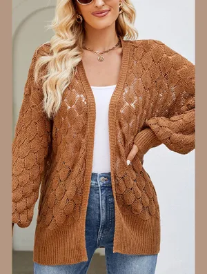 WOMEN HOLLOW OUT KNITTED SWEAT CARDIGAN Bohemian style