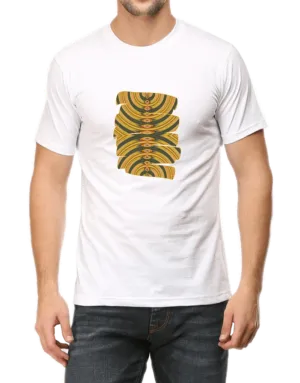 Mustard & Grey Arch Geometric Design Men's T Shirt D07