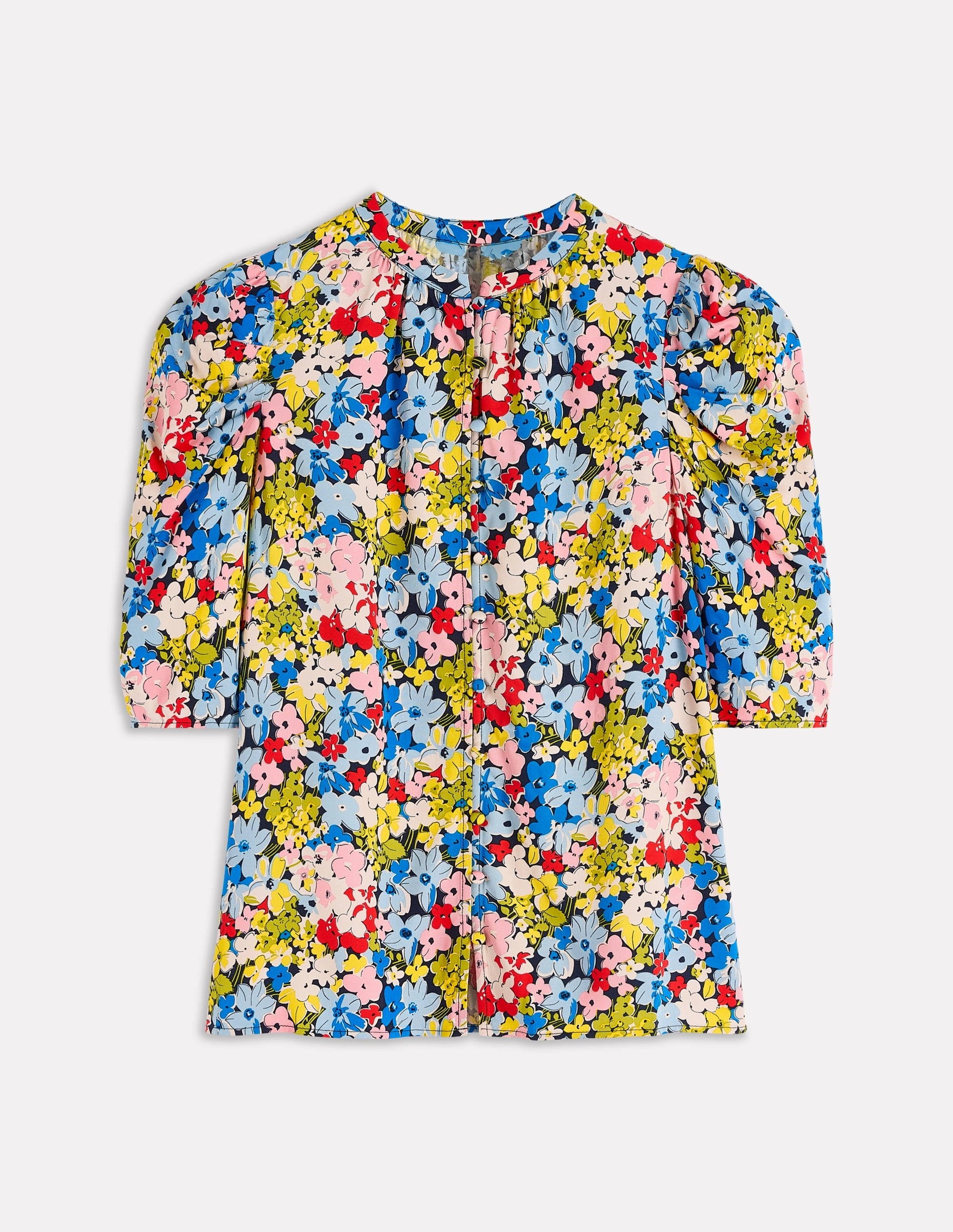 Mutton Sleeve Smart Top-Multi, Flowerbed Cluster Everyday Jacket ReinforcedHem