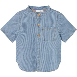 Name It Light Blue Denim White Stripe Denim Shirt