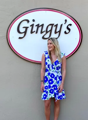 Naples Faux Wrap Dress Pop Art Flower Quilted-Lining Day Fit