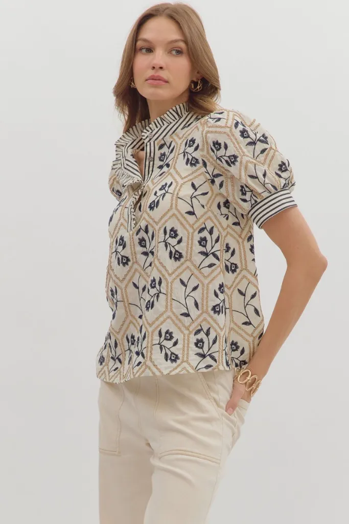 Natalie Floral Top Built In Filter Layer