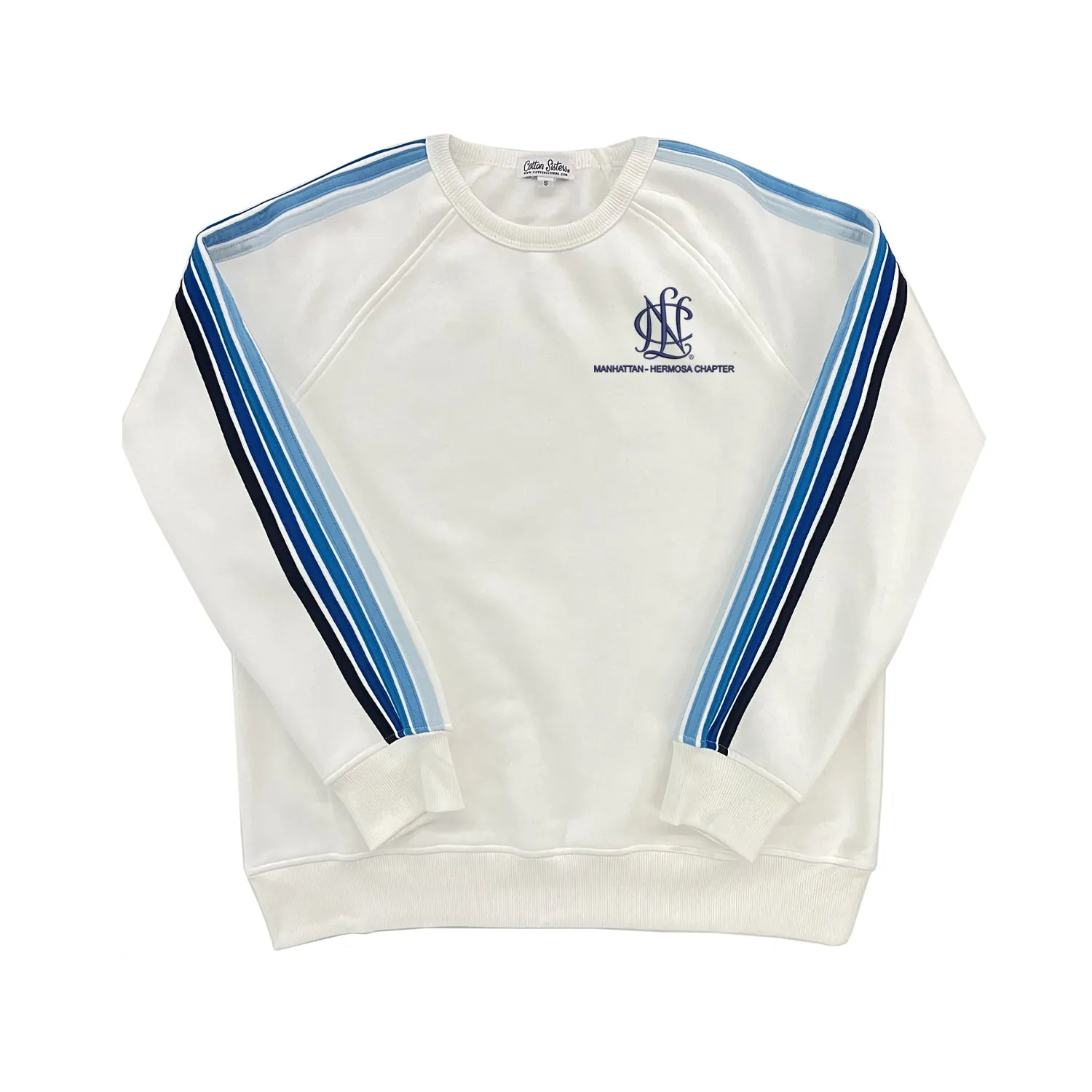 National Charity League Striped Crewneck Luxe Fleece Sweatshirt - NCL Lamorinda Chapter