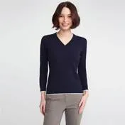 Navy V-Neck Cable Knit