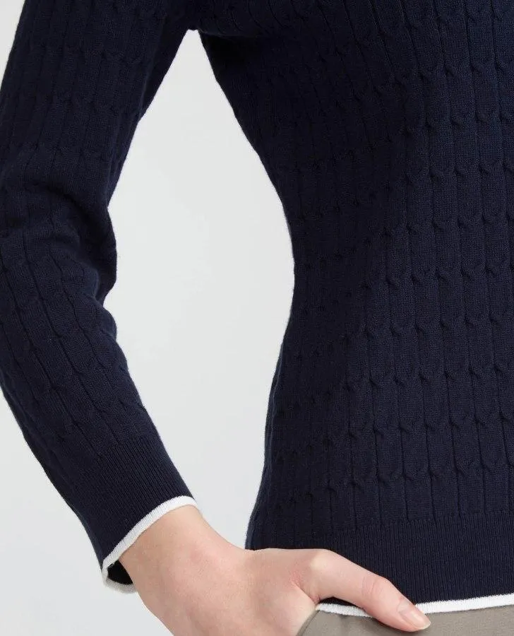 Navy V-Neck Cable Knit