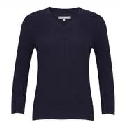 Navy V-Neck Cable Knit