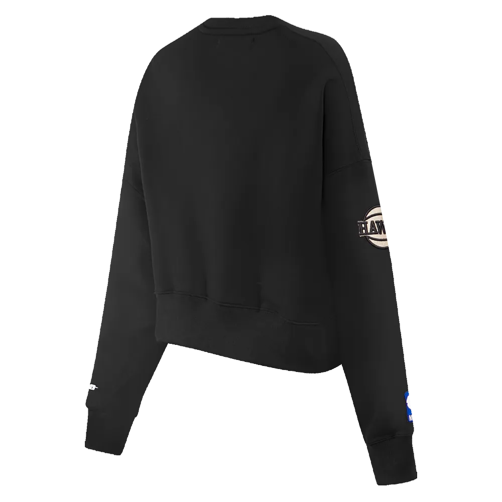 NBA ATLANTA HAWKS CHEST HISTORIC WOMEN'S CREWNECK (BLACK)